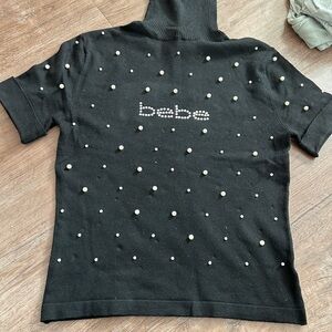 EUC Bebe Black Sweater with Pearl Details